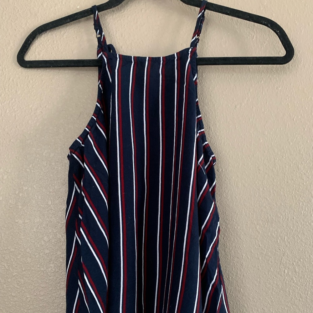 Dark blue, white, and red flowy tank from Hollister